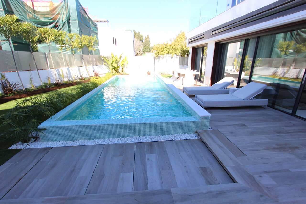 Decking area and pool